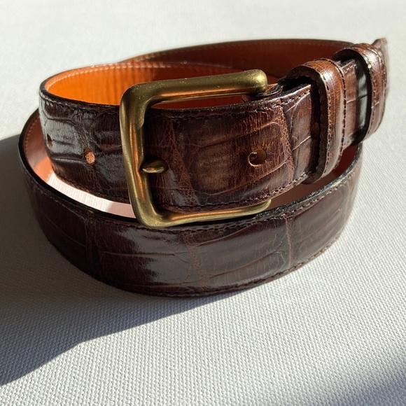 Banana Republic Accessories - Banana Republic Croc Embossed Leather Belt Brown Size 32